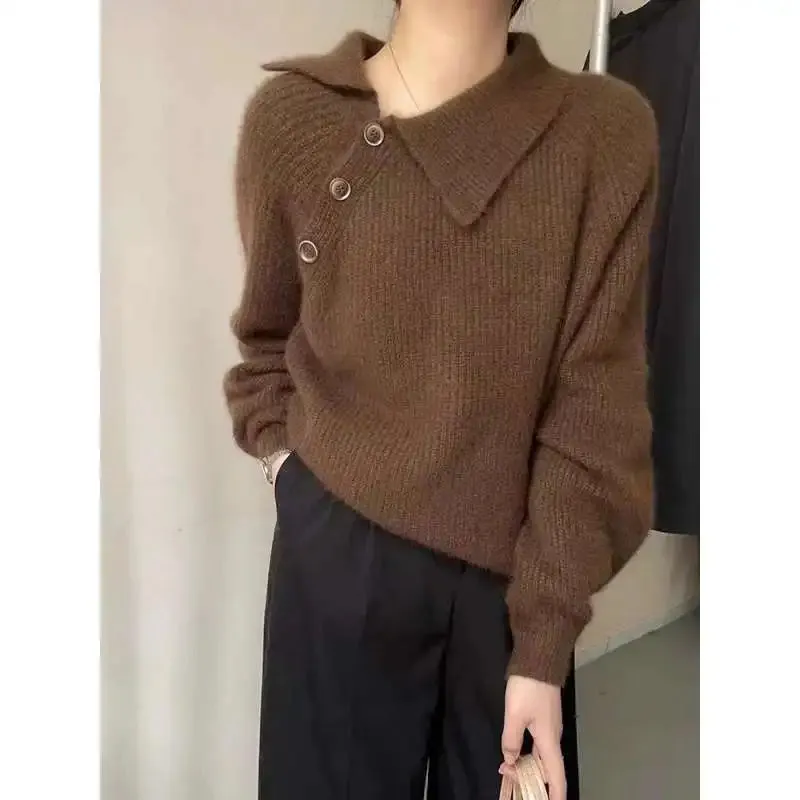 Vintage Stylish Versatile Loose Slim Comfortable Office Casual Warm Long Sleeve Sweater