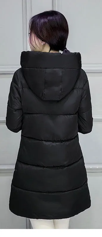 Women Warm Bubble detachable Hoodie long Winter Jacket