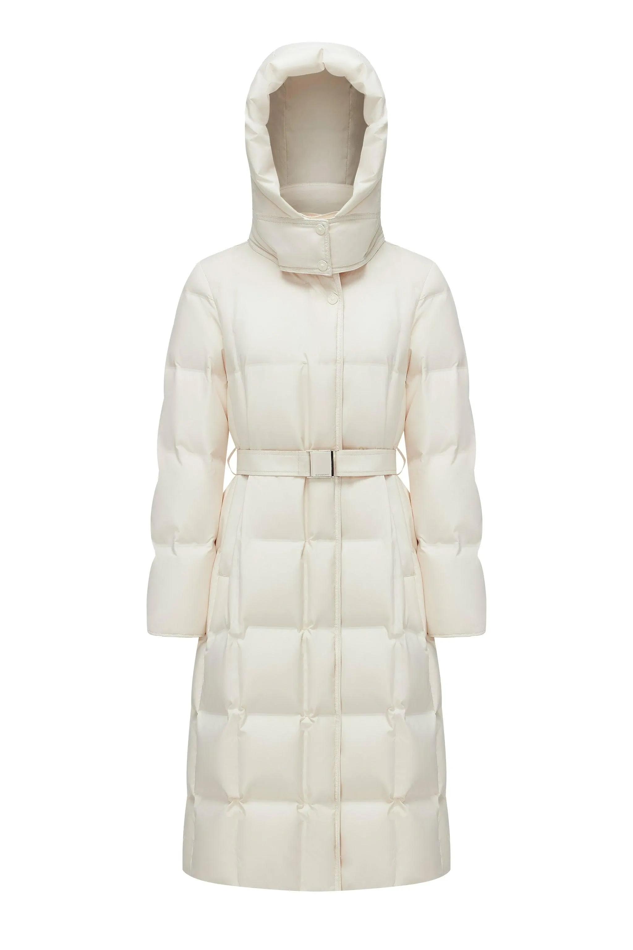 Women’s Patterned Long Goose Down Coat With Belt