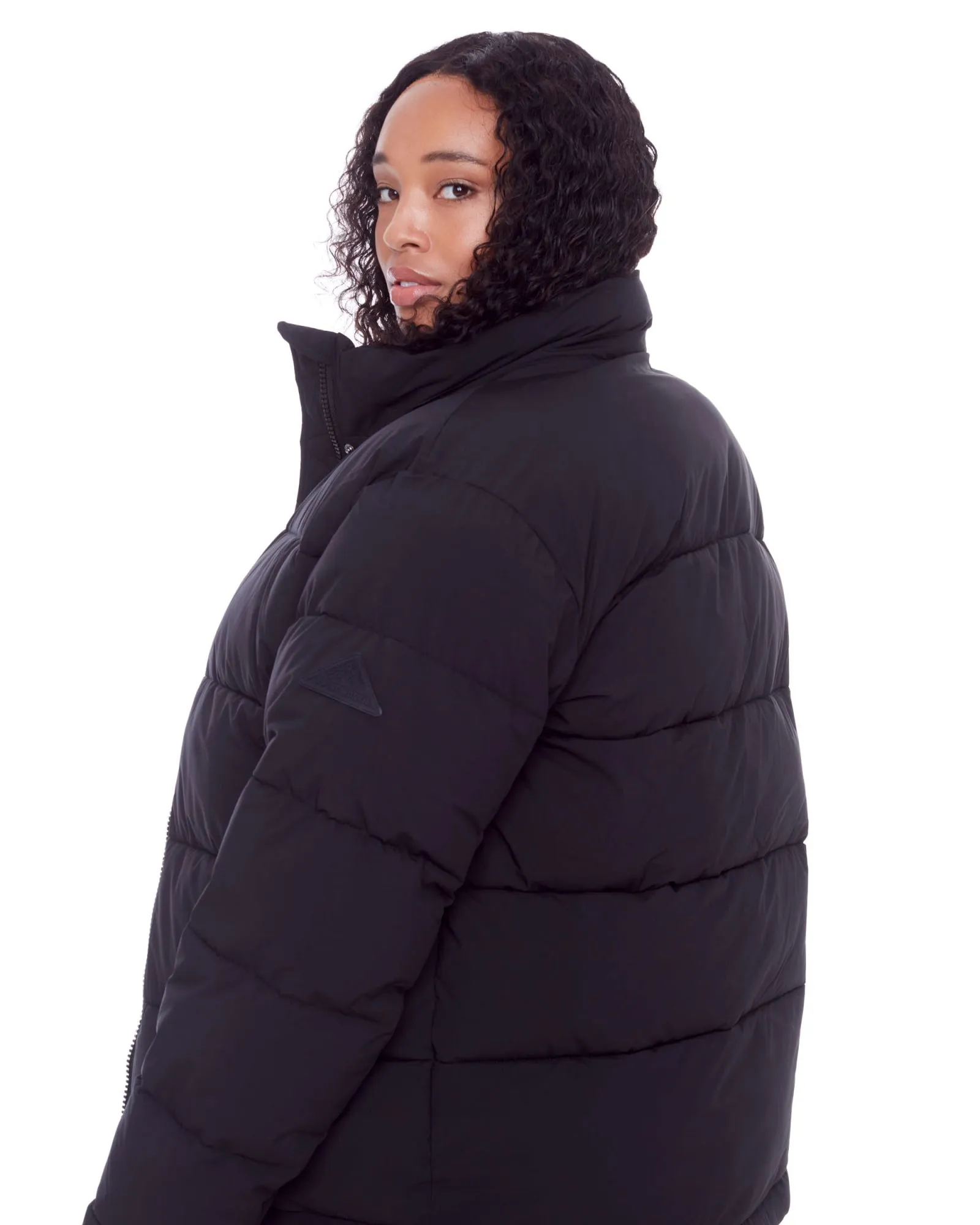 Women's Plus Size - FORILLON | Vegan Down Recycled Short Quilted Puffer Jacket | Black