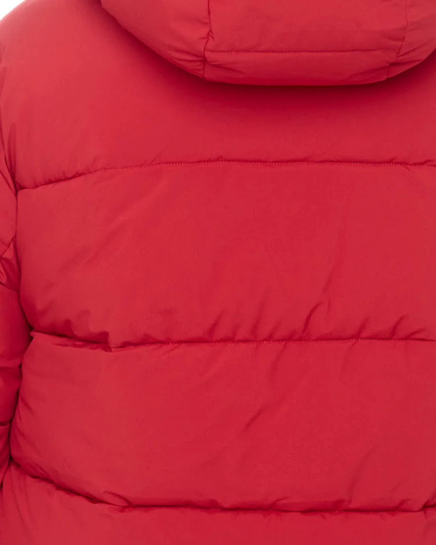 Women's Plus Size - FORILLON | Vegan Down Recycled Short Quilted Puffer Jacket | Deep Red