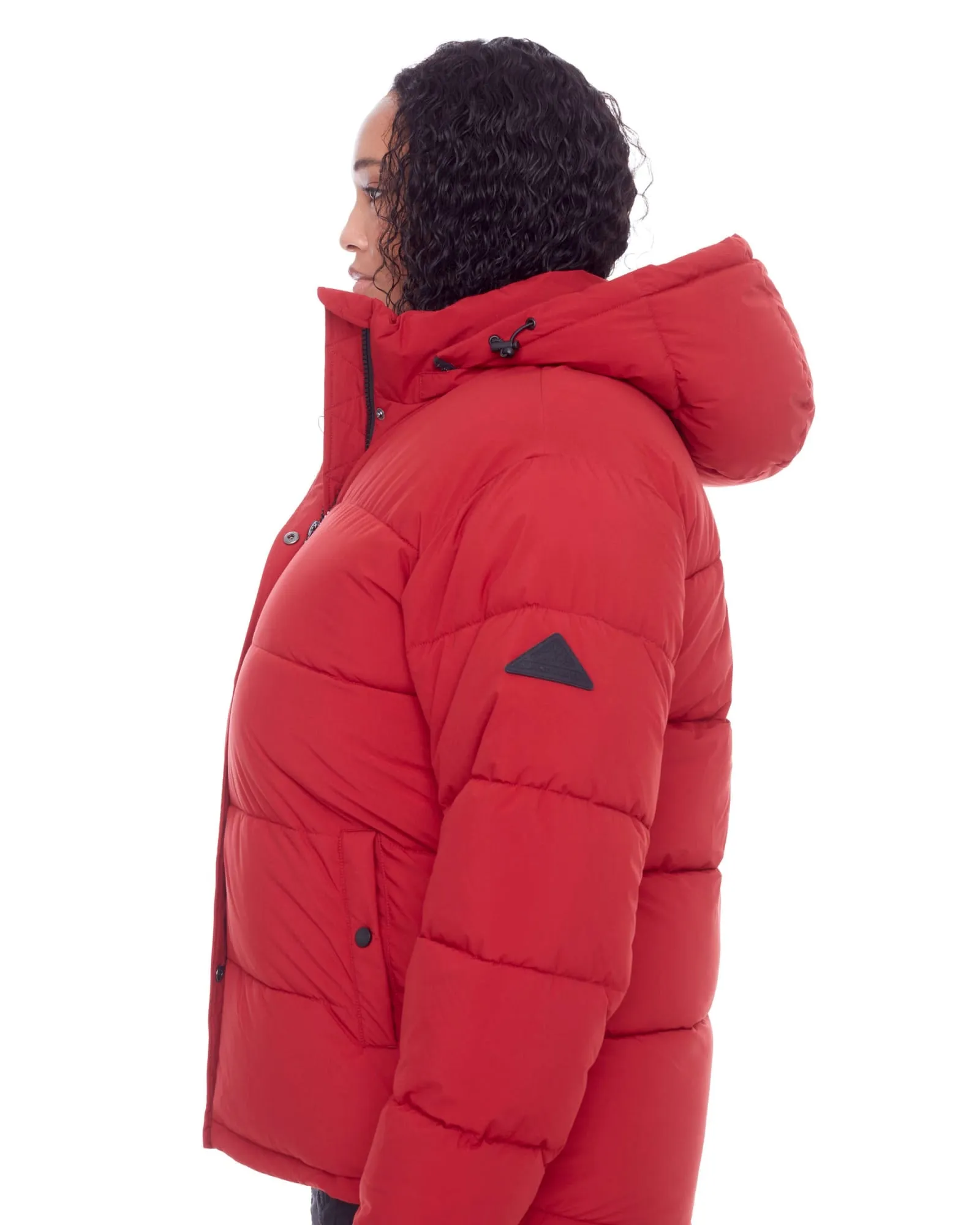 Women's Plus Size - FORILLON | Vegan Down Recycled Short Quilted Puffer Jacket | Deep Red