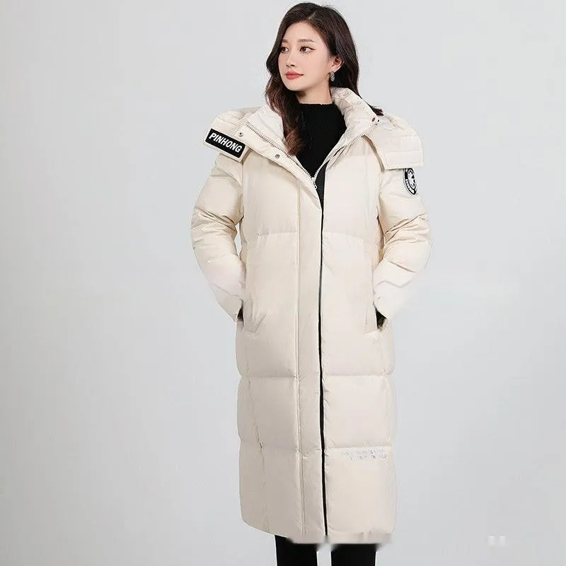 Women's Winter Thickened Mid-length Hooded Down Jacket