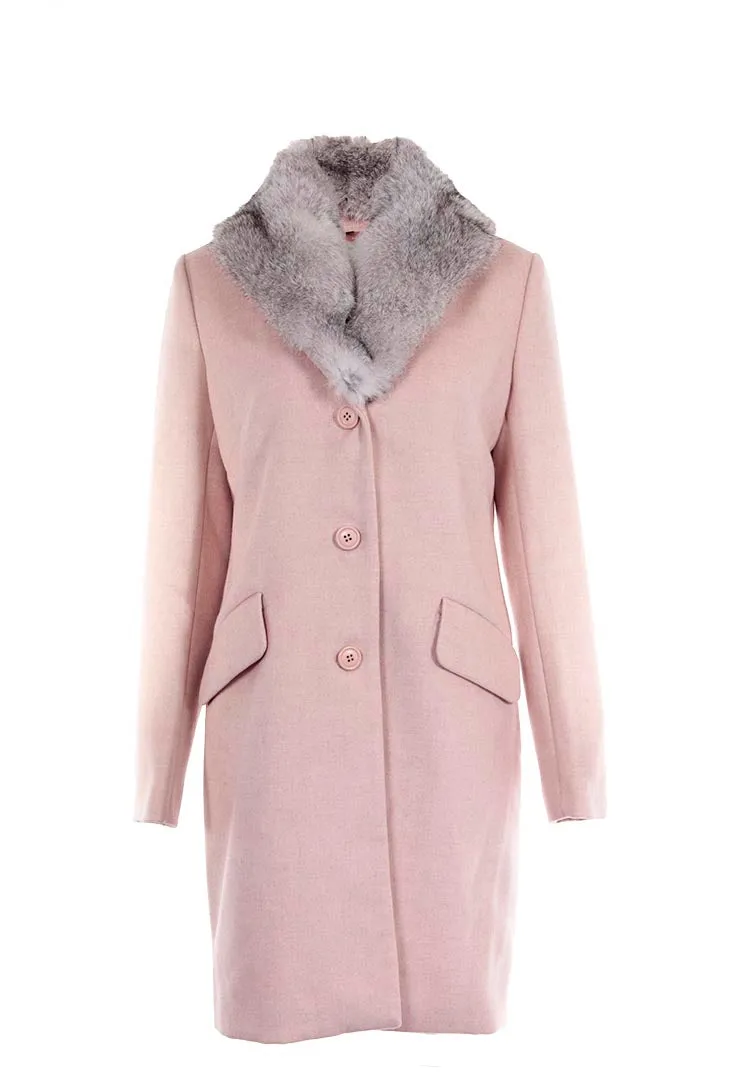 Wool Coat with Fur Collar