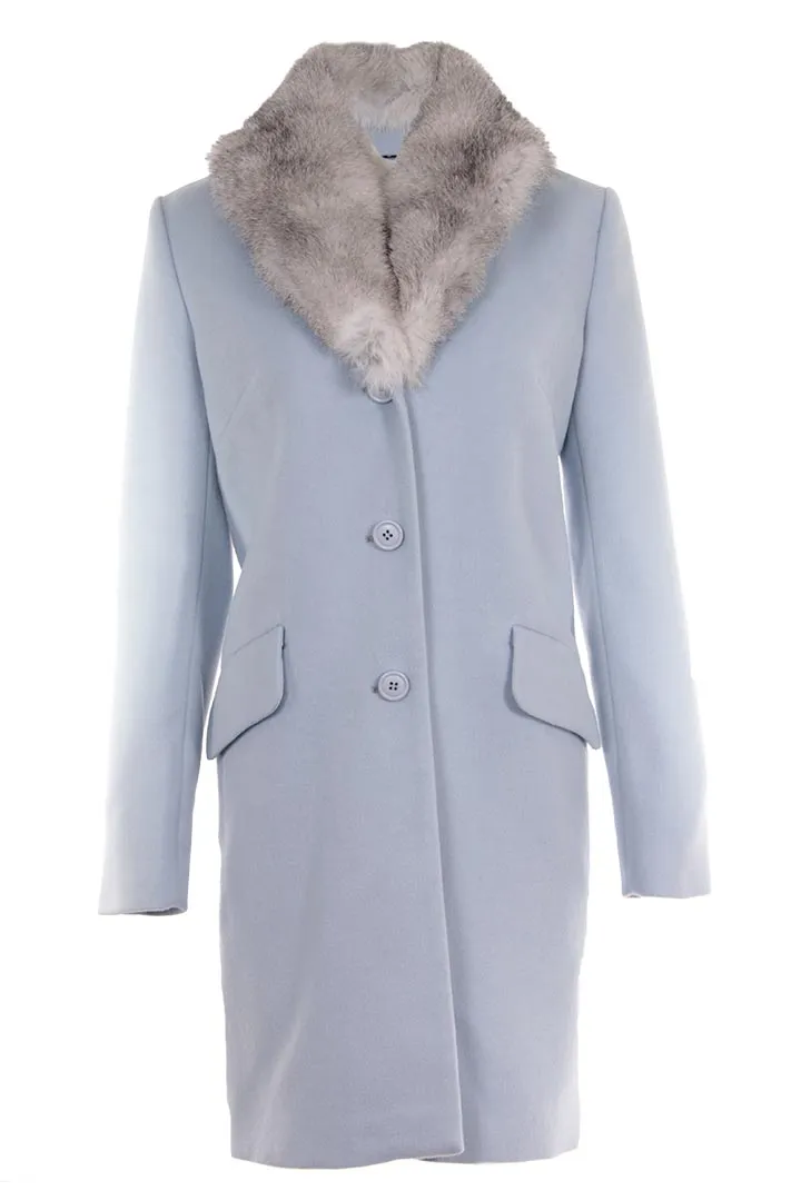 Wool Coat with Fur Collar